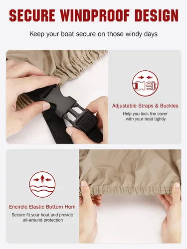 Miniatura 4 de Angink - Funda resistente para lancha de 20 pies y 22 pies, impermeable, tela 600D, se adapta a lanchas de cubierta, lanchas V-Hull Runabout