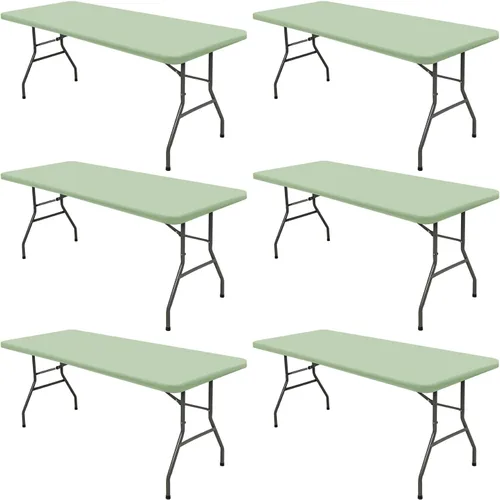 Miniatura 26 de Pack de 6 manteles de picnic elásticos ajustados para mesas rectangulares de 6 pies, impermeables, lavables, de spandex para patio, plegables