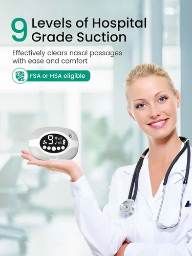 Miniatura 2 de GROWNSY Succión Nasal Eléctrica para Bebé, Aspirador Nasal de Grado Hospitalario con Luz Nocturna, Canciones de Cuna Calmantes, Succionador de Nariz