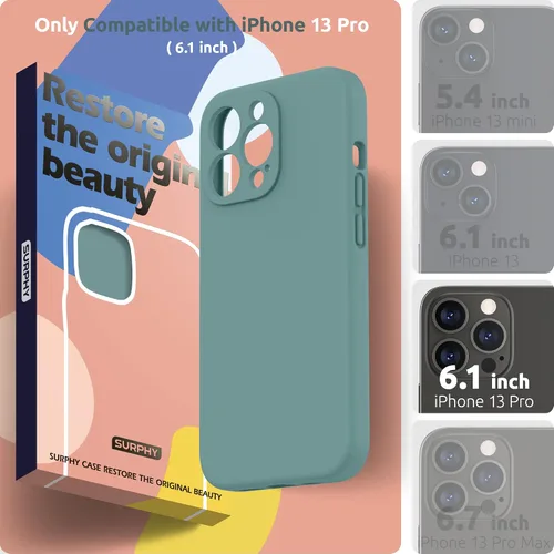 Miniatura 2 de SURPHY Funda para iPhone 13 Pro con protector de pantalla, fundas de silicona líquida para iPhone 13 Pro