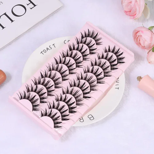 Miniatura 6 de 10 pares de pestañas de manga de aspecto húmedo, efecto ojo de gato, extensión de pestañas de visón puntiagudas, estilo japonés para cosplay, A03