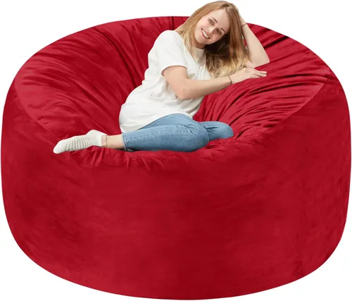 Miniatura 26 de Homguava - Sillón puff de 3 pies Sillón estilo puff grande de 3 pulgadas con relleno de espuma viscoelástica, sofá suave con funda de terciopelo