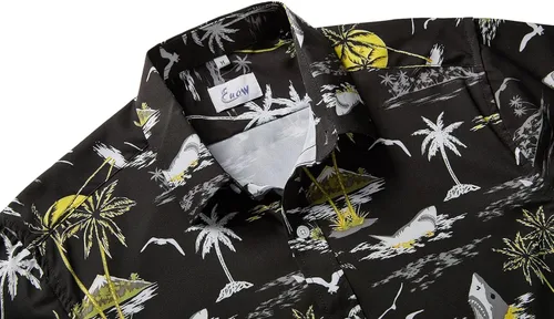 Miniatura 4 de EUOW - Camisa hawaiana estampada de manga corta para hombre, con botones, de verano, para playa