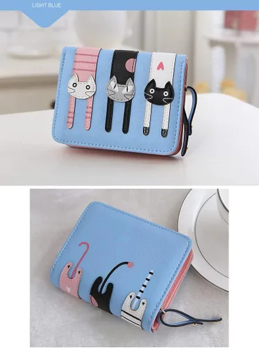 Miniatura 6 de Monedero de gato lindo para mujer, monedero plegable
