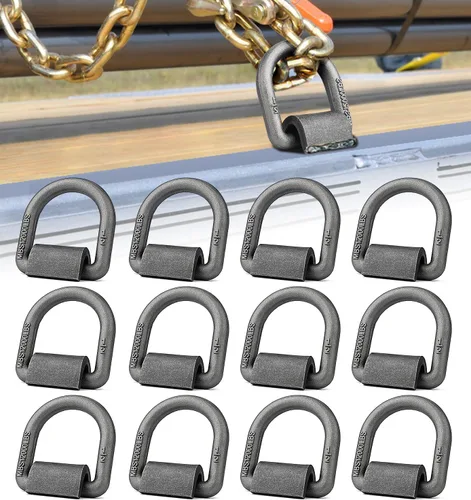 Anclaje de sujeción resistente de 1/2" con anillo en D forjado y soldado | 12,000 lbs | Anillo en D de 1/2" con clip de soldadura para remolques y