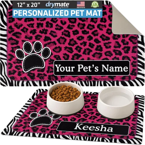 Miniatura 45 de Drymate Mantel individual personalizado para tazón de mascotas, tapete personalizado de alimentación de alimentos para perros y gatos, tela Lino