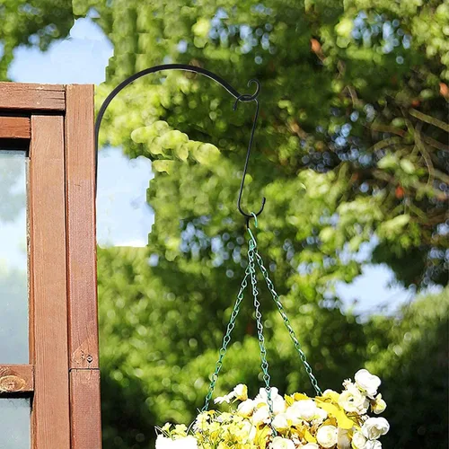 Miniatura 9 de YourGift Paquete de 6 ganchos en S extralargos y resistentes de 10 pulgadas para plantas colgantes, armario, flores, canastas, jardín, patio, Negro
