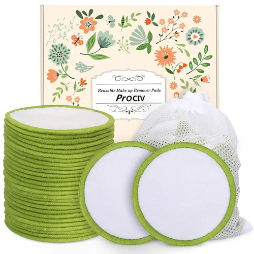 Miniatura 10 de Almohadillas desmaquillantes reutilizables, 18 paquetes de algodón orgánico reutilizables con bolsa de lavandería lavable para tóner, almohadillas