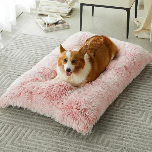 Miniatura 12 de BFPETHOME Camas para perros grandes, cama de felpa para perros, mullida y acogedora, para dormir y aliviar la ansiedad, alfombras lavables para Rosa