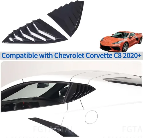 Miniatura 7 de Cubierta de persiana lateral trasera compatible con Chevrolet Corvette C8 2020-2025, cubierta de ribete de persianas de ventana trasera, accesorios