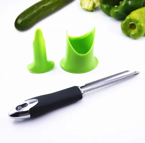 Juego de descorazonadores de frutas y verduras, 3 piezas, pepino, jalapeño, chile, pimiento, herramientas profesionales de cocina, para quitar