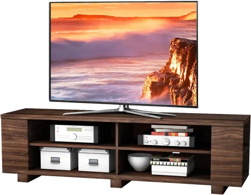 Miniatura 10 de KOTEK Soporte de TV de madera para televisores de hasta 65 pulgadas, mesa consola de TV con 8 estantes de almacenamiento abiertos, moderna mesa