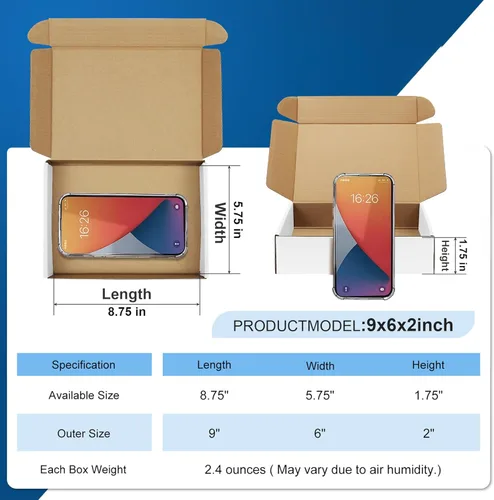Miniatura 2 de Famagic Cajas de embalaje pequeñas - Paquete de 25 cajas de 9 x 6 x 2 pulgadas, cajas de envío blancas de cartón corrugado para pequeñas empresas