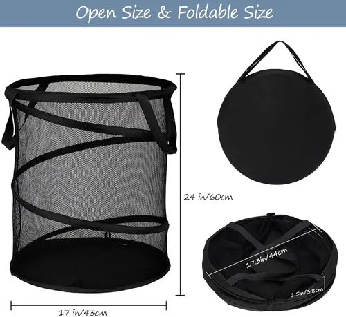 Miniatura 3 de BATTOO Cestas de lavandería plegables, cesta desplegable para lavandería, cesta de lavandería extra grande de 113L con bolsa portátil de malla