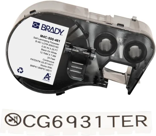 Miniatura 19 de Brady Auténticas etiquetas envolventes de vinilo autolaminables (M4-91-427) de 1.5 pulgadas de alto x 1 pulgada de ancho, negro sobre blanco
