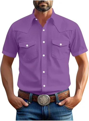 Miniatura 14 de Men's Short Sleeve Button Down Shirts Cargo Shirt Fashion Casual Summer Beach Shirts Business Work Basic Tee Tops