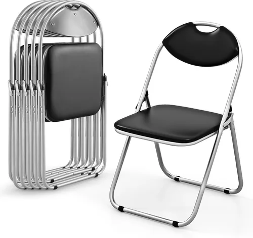 Miniatura 9 de HAPPYGRILL Paquete de 2 sillas plegables, sillas portátiles para tarjetas con respaldo y asiento acolchado, juego de sillas de metal para sala