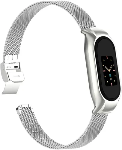 Miniatura 9 de Correa de reloj de metal compatible con Fitbit Luxe/Luxe SE de acero inoxidable con marco de bisel protector con diseño de malla de correa de muñeca