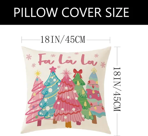 Miniatura 3 de Fundas de almohada de Navidad rosas 18x18 Juego de 4 fundas de almohada de Navidad, fundas de almohada de Navidad para sofá, sofá cama, silla