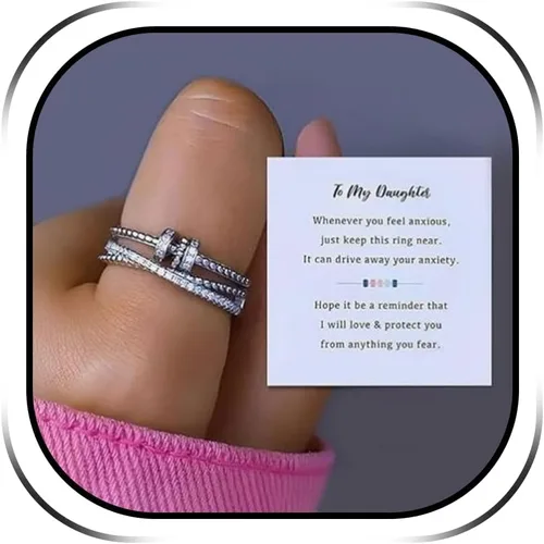 Long tiantian Daughter Gifts from Mom Anxiety Fidget Ring for Daughter Hug Ring for Christmas Gifts Stocking Stuffers 2025