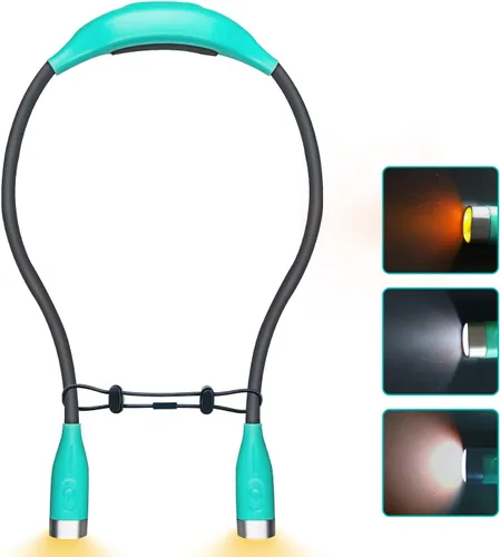 Luz de lectura para el cuello, luz de libro para leer en la cama, luz de lectura LED con 3 colores, 3 niveles de brillo, lámpara de lectura manos