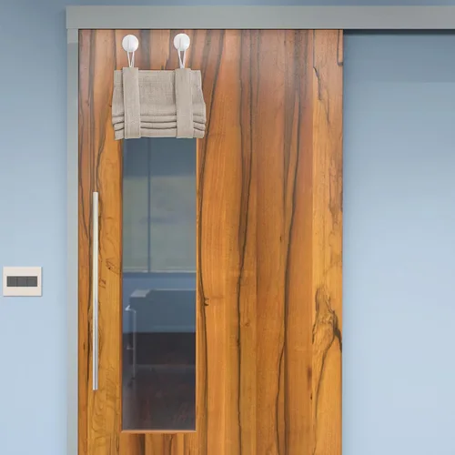 NICETOWN Cortinas pequeñas para puerta francesa con ganchos autoadhesivos, cortinas opacas de lino sintético con aislamiento térmico para puertas de