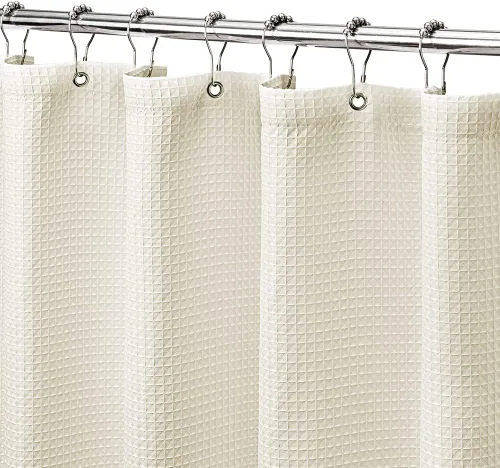 Miniatura 15 de MISS SELECTEX Cortina de ducha de tela lavable a máquina, clásica tela gruesa de punto gofre, duradera para baño, tela repelente al agua de alta