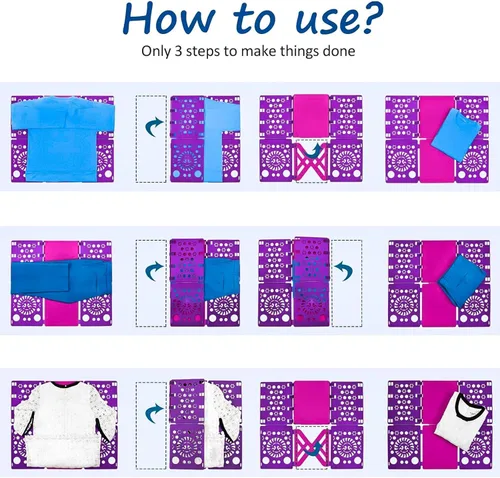 Miniatura 4 de BoxLegend Versión 3 Tabla para doblar camisas y camisetas, carpeta para ropa, tabla para doblar duradera de plástico, tablas para doblar, Morado