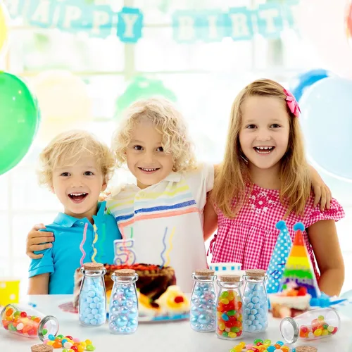 Miniatura 7 de Sieral 100 mini tarros de yogur de 3.4 onzas, botellas de vidrio pequeñas con tapas de corcho, mini botellas de poción de leche, tarros de pudín