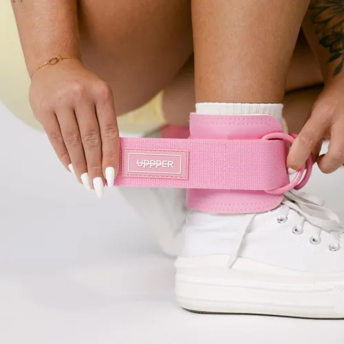 Miniatura 4 de UPPPER Correas de tobillo para máquinas de cable (par) – Accesorio de puño de cable acolchado ajustable para gimnasio, doble anillo en D, calidad