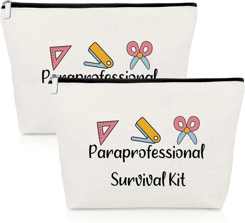 Miniatura 15 de Paraprofessional - 2 bolsas de maquillaje para regalo de agradecimiento para paraeducador, profesor, asistente, 2 piezas, bolsa de cosméticos, día