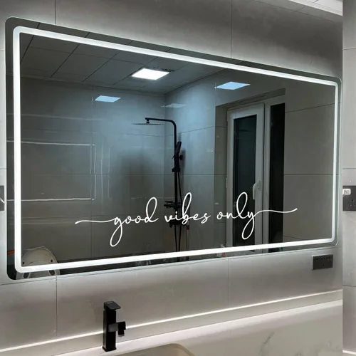 Miniatura 3 de Calcomanía de espejo "Good Vibes Only" – Vinilo blanco con cita motivacional, arte de pared de afirmación positiva para baño, dormitorio, automóvil