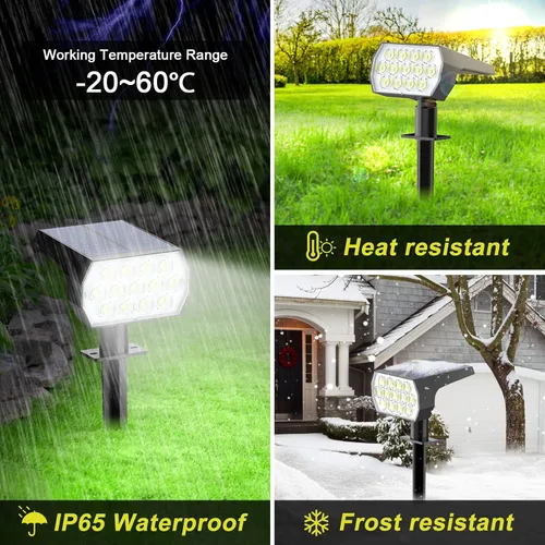 Miniatura 6 de Focos solares para exteriores, [paquete de 8/65 LED] 2 en 1, focos solares para paisajes, 3 modos de iluminación, luces solares para jardín, luces