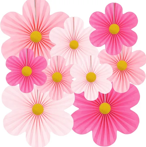 Miniatura 11 de Decoraciones de Fiesta Pastel Decoraciones de Flores de Papel para Pared de Aula Abanicos de Papel Telón de Fondo Floral Decoración de Pared