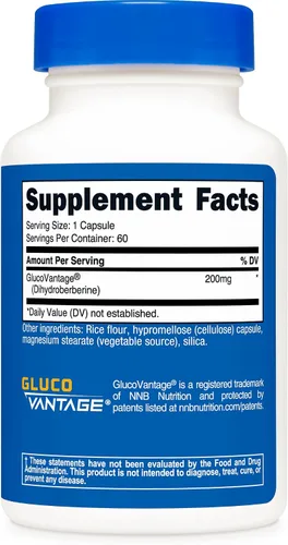 Miniatura 4 de Nutricost Cápsulas de dihidroberberina (200 mg, 60 cápsulas) - Metabolito más biodisponible de berberina