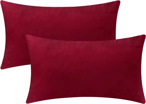 Miniatura 17 de Juego de 2 fundas de almohada de terciopelo para sofá y cama, 18 x 18 pulgadas, color malva