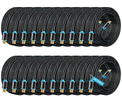 Miniatura 27 de Cable HDMI 4K Ultra HD de 1 pie (paquete de 100) Cable HDMI 2.0 trenzado de nailon, alta velocidad 18Gbps 4K60Hz HDR, 3D, 2160p, 1080p, HDCP 2.2