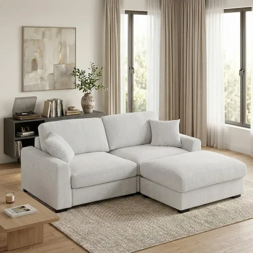 Miniatura 24 de Sofá modular Cloud de 212 pulgadas con tumbona grande, profundo y cómodo, sofás seccionales en forma de L de gran tamaño para sala de estar, Blanco