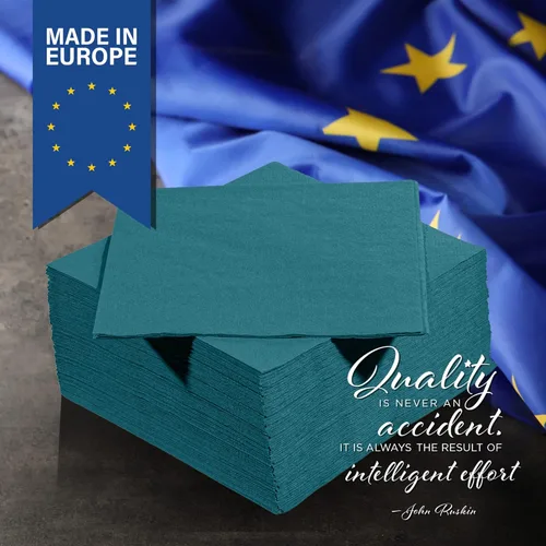 Miniatura 5 de Servilletas desechables de 3 capas de color verde azulado, 125 unidades, servilletas de papel para cócteles y fiestas para bodas, cumpleaños, bares