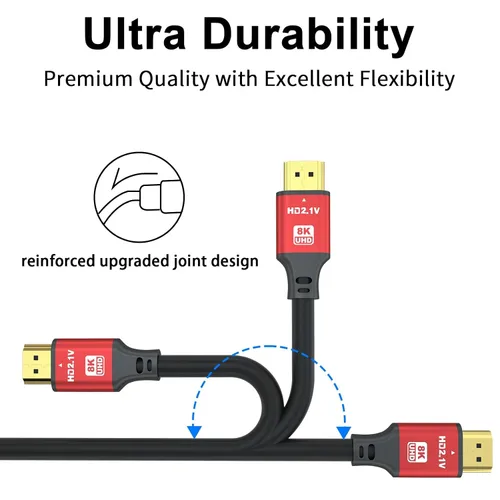 Miniatura 5 de Cables HDMI 8K 48Gbps 2.1 1.5 pies 60HZ, 4K 2.0@120Hz 18GBPS, cable HDMI de alta velocidad, Ultra HD, retorno de audio Ethernet, video 4K, 1080p