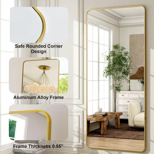 Miniatura 4 de HARRITPURE - Espejo grande de 71 x 32 pulgadas, espejo de longitud completa con soporte, espejo de cuerpo completo para piso, con marco rectangular