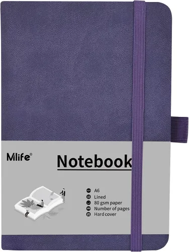 Miniatura 17 de Cuaderno pequeño A6, cuaderno de bolsillo forrado con soporte para bolígrafo, mini cuaderno de tapa dura, 192 páginas, 3.9 x 5.5 pulgadas Jurnal Azul