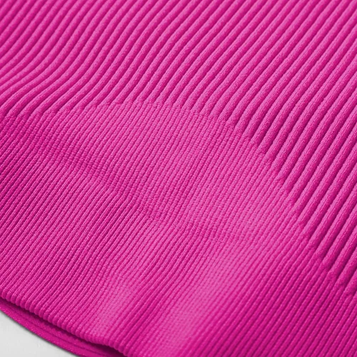 Miniatura 6 de OMKAGI Conjunto de entrenamiento acanalado para mujer, sin costuras, brasier deportivo con tiras y levantamiento de glúteos