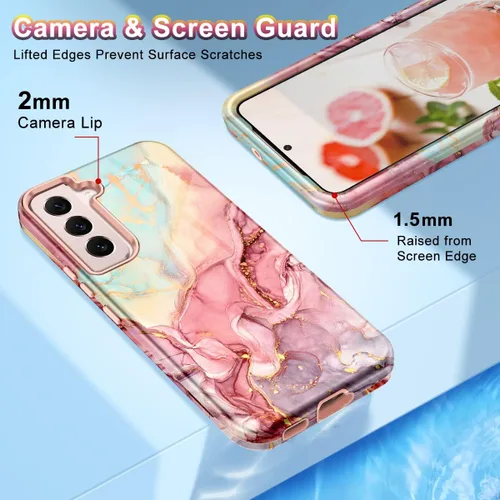 Miniatura 8 de Btscase Funda para Samsung Galaxy S22 5G de 6.1 pulgadas, Patrón de Mármol 3 en 1 Resistente de Servicio Pesado Cuerpo Completo Robusto PC Duro +