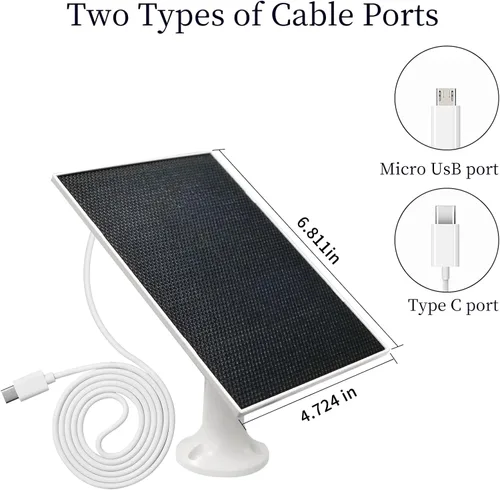 Miniatura 2 de Panel solar de 4 W para cámara de seguridad, cargador de panel solar tipo C y micro para cámara exterior con batería recargable, paneles solares