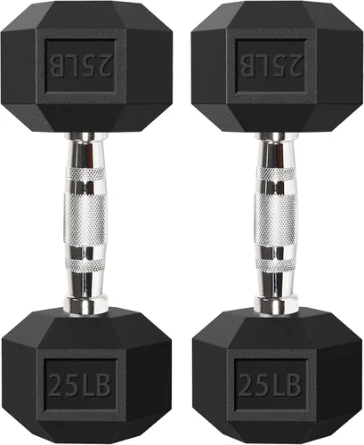Miniatura 8 de Balelinko Rubber Grip Encased Dumbbell Cast Iron Weight with Anti-Slip Handle Dumbbell -Strength Training Equipment - Home Gym Accessories - Full