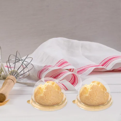 Miniatura 5 de Cabilock 50 piezas de plástico transparente mini caja para cupcakes titulares con tapa de cúpula de yema de huevo, hojaldre Mooncake contenedor