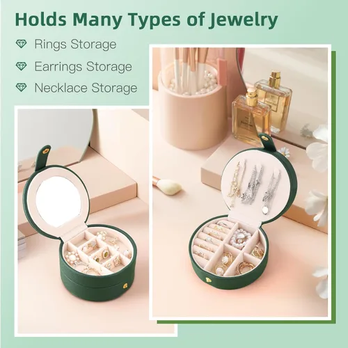 Miniatura 4 de RASIEYA Organizador de joyas de viaje, elegante y pequeño joyero de viaje para mujeres y niñas, accesorios esenciales de viaje, regalo ideal