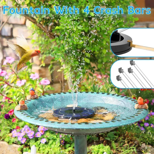 Miniatura 2 de AMZtime Fuente Solar de Agua, Fuentes Solares de Baño para Pájaros Mejoradas con 6 Boquillas, Bomba de Fuente Solar Flotante y Independiente