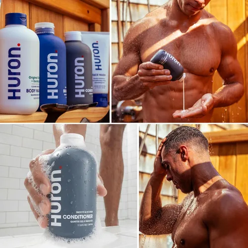 Miniatura 6 de Huron Acondicionador para hombres y mujeres, acondicionador fortalecedor con aroma cítrico + enebro + verde y tratamiento hidratante